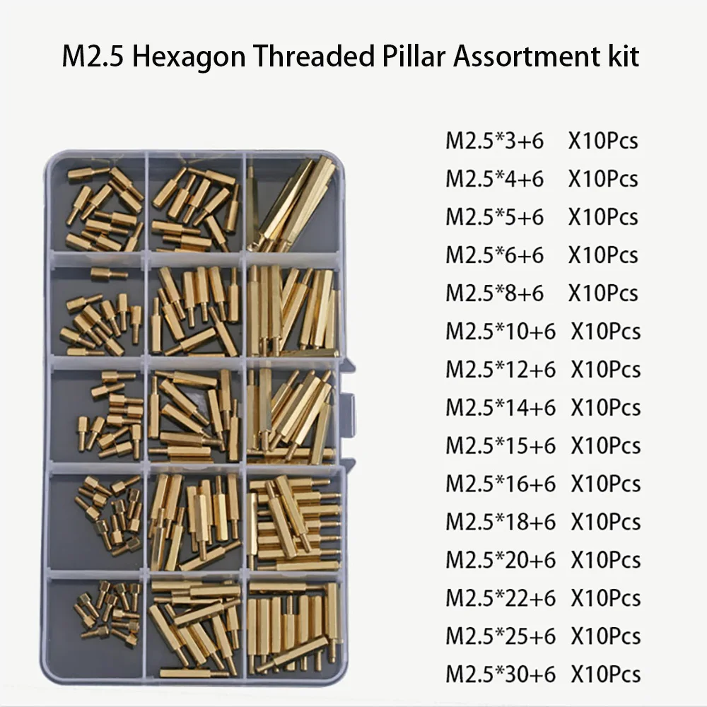 M2 M2.5 M3 M4 Hexagon Threaded Pillar Assortment kit PCB Computer PC Motherboard Standoff Hexagon Hex Brass Threaded Pillar