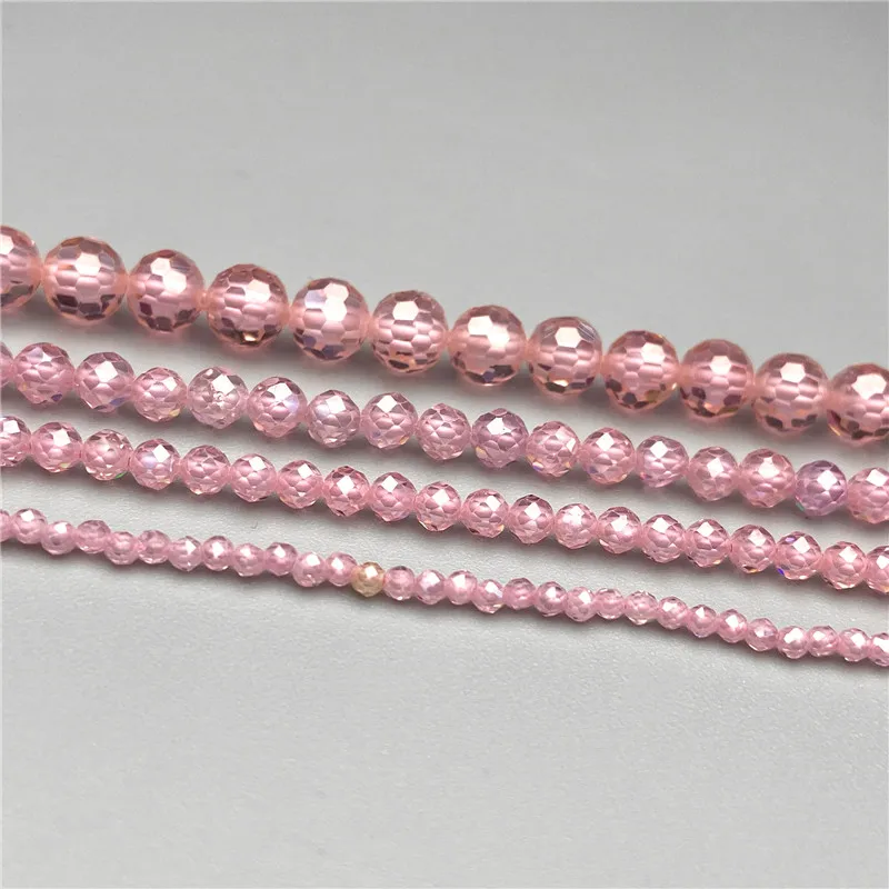 Natural Pink Rose Quartz Zircon Faceted Stones Beads Shiny Loose Bead Handmade Necklace Bracelet Diy Jewelry Making