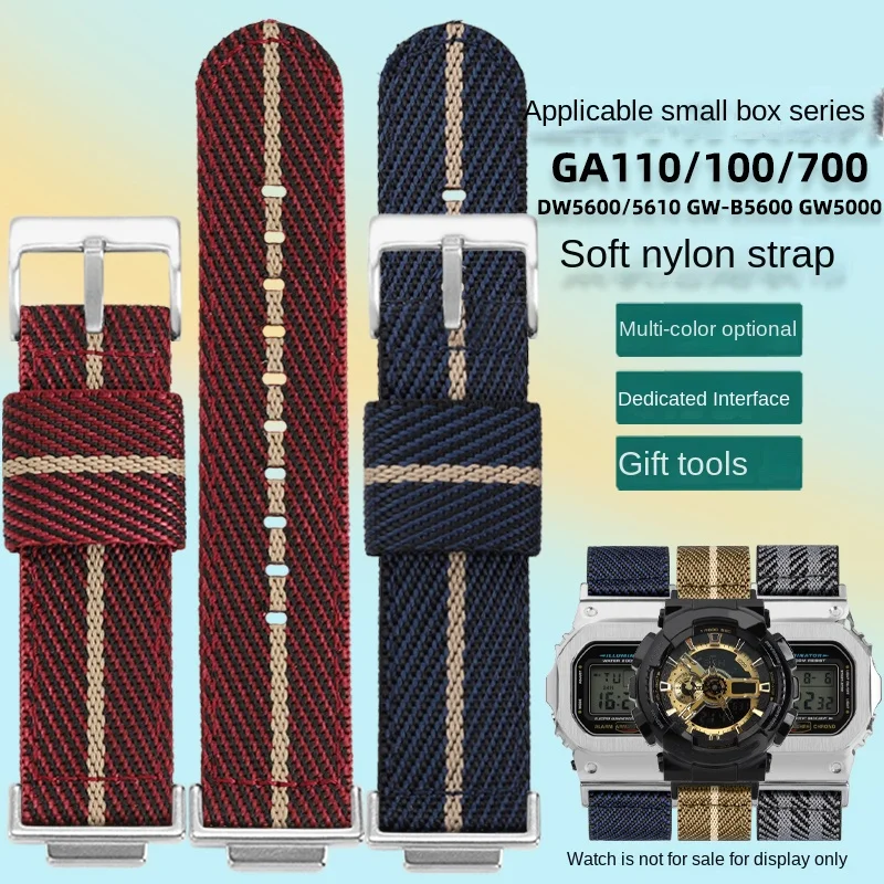 For Casio Metal Adapter+Nylon Strap G-8900 Watch Band GD120 GA-110 100 GA/GD/AX-110/100/120/140 5146 5081 Fabric Strap Bracelet