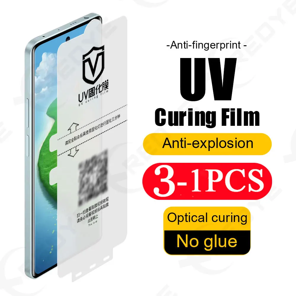 3/2/1 Pcs UV Light Curing Film for vivo X200 Y300 Phone Screen Protector X100 X90 X80 Not Glass Protective Film S19 S18 S17 Pro