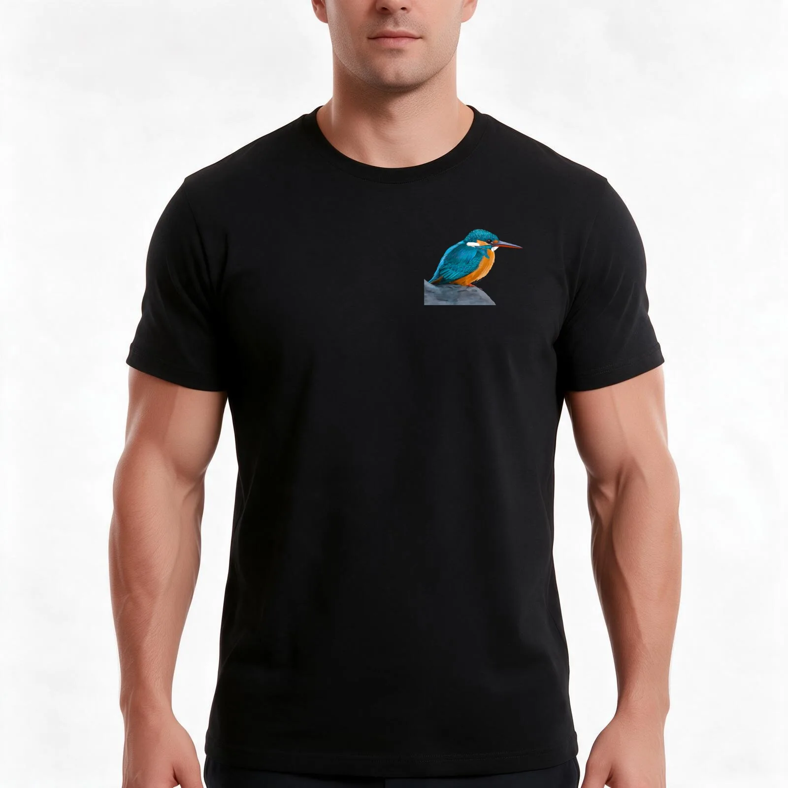 Kingfisher Art Print by Lucy C T-Shirt Summer Casual Cotton Tee Oversized Streetwear Tops Vintage Graphic Print 100% Cotton