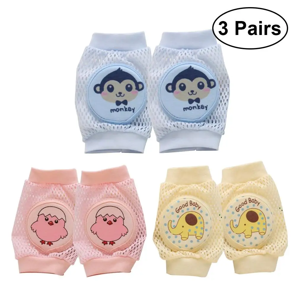 

3 Pairs Baby Kneepads Toddler Crawling Protector Infant Knee Pads Breathable Absorbing Durable Soft Cotton Spandex