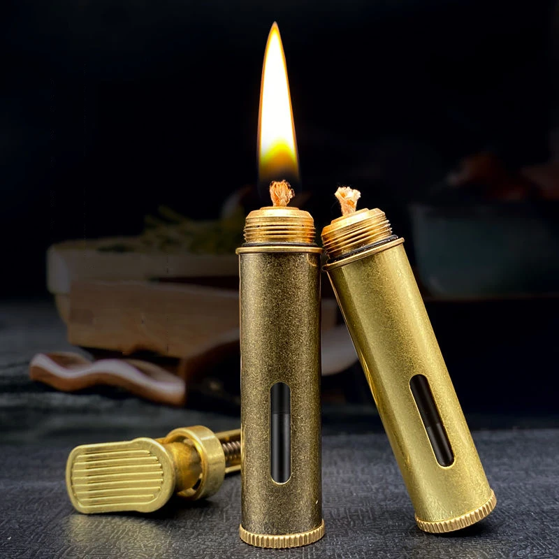 Metal Creative Vision Transparent Large-capacity Kerosene Lighter Retro Grinding Wheel Old-fashioned Nostalgic Lighter Mens Gift