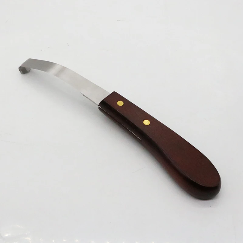 1Pcs Horseshoe Knife Sheep Stainless Steel Double-edged Wooden Handle Hoof Trimming Knife Ring Blade Cattle Hoof Trimming Tools