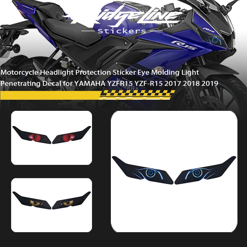 

Motorcycle Headlight Protection Sticker Eye Molding Light Penetrating Decal for YAMAHA YZFR15 YZF-R15 2017 2018 2019