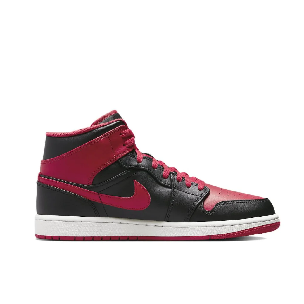 Nike Air Jordan 1 MID Classic Retro Mens Basketball Shoes Comfortable Anti-skid Wear-resistant Sneakers Black and Red Colorways