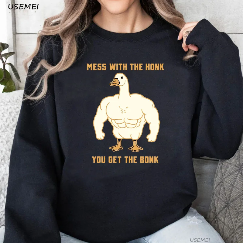 Funny Goose Sweatshirts Mess with The Honk You Get The Bonk Hoodies Harajuku Women Men Streetwear Casual Hooded Sweatshirt