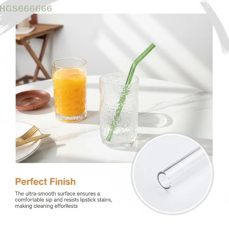 

Reusable Eco Friendly Transparent Glass Straws Drinkware Accessory For Smoothies Cocktails Drinking