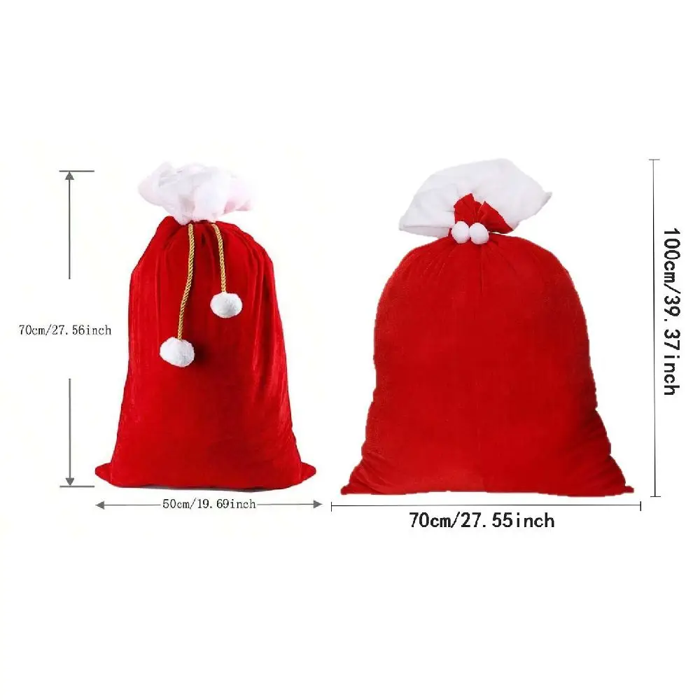 Creative Extra Large Christmas Bag Red Reusable Santa Claus Gift Bag Large Capacity Drawstring Closure Candy Bag Christmas Eve