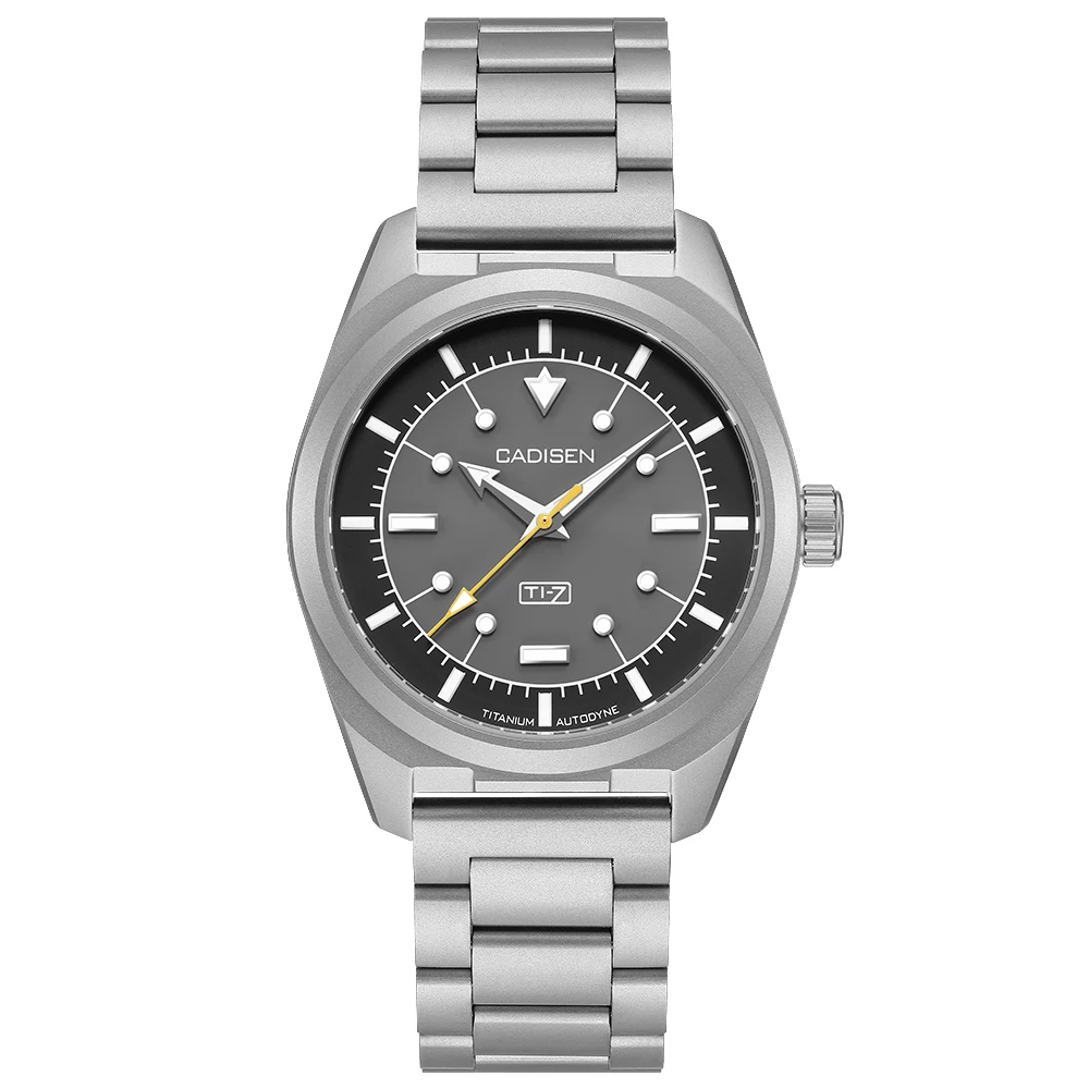 CADISEN Titanstahl-Uhrenarmband Automatische mechanische Uhr Herrenarmbanduhr MIYOTA 8215 100M wasserdichte Uhren TI-7 AUTODYNE