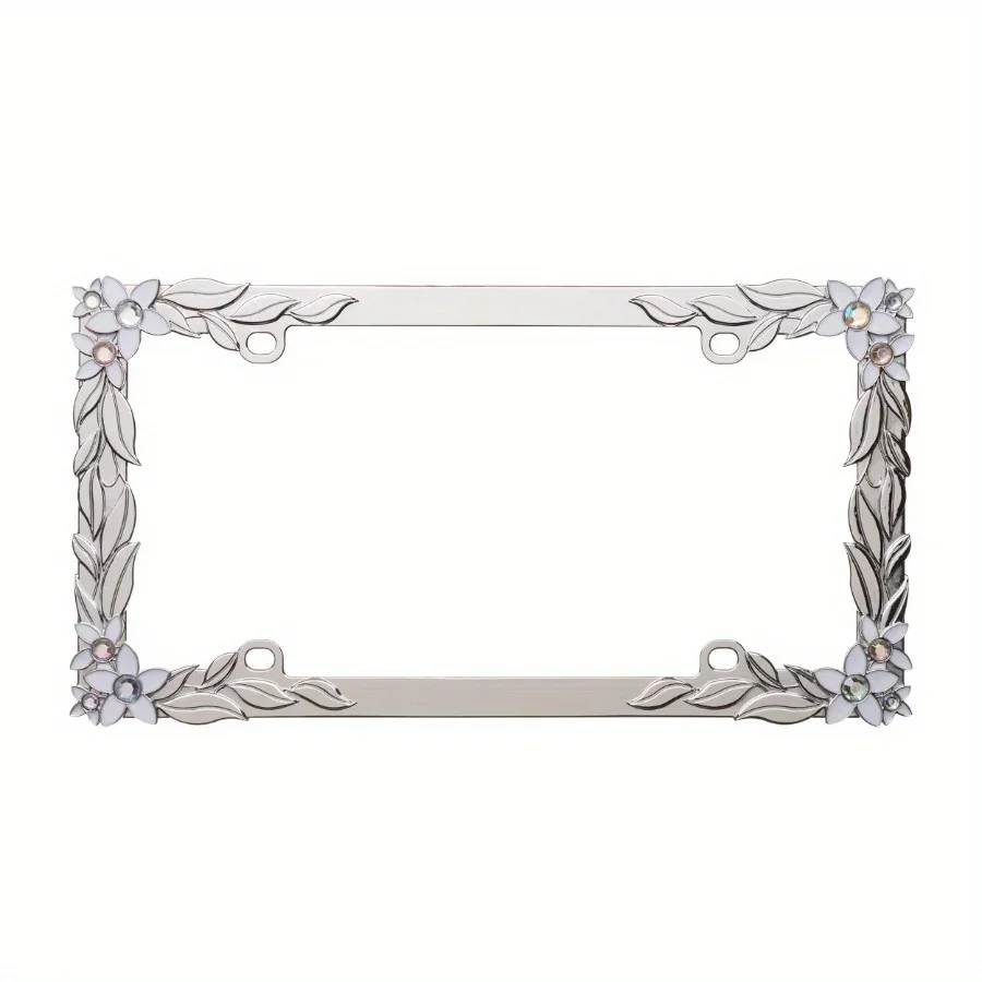 ترخيص معدني فضي، إطار لوحة بتصميم ديزي ثلاثي الأبعاد على الإطار، سهل التركيب، متين