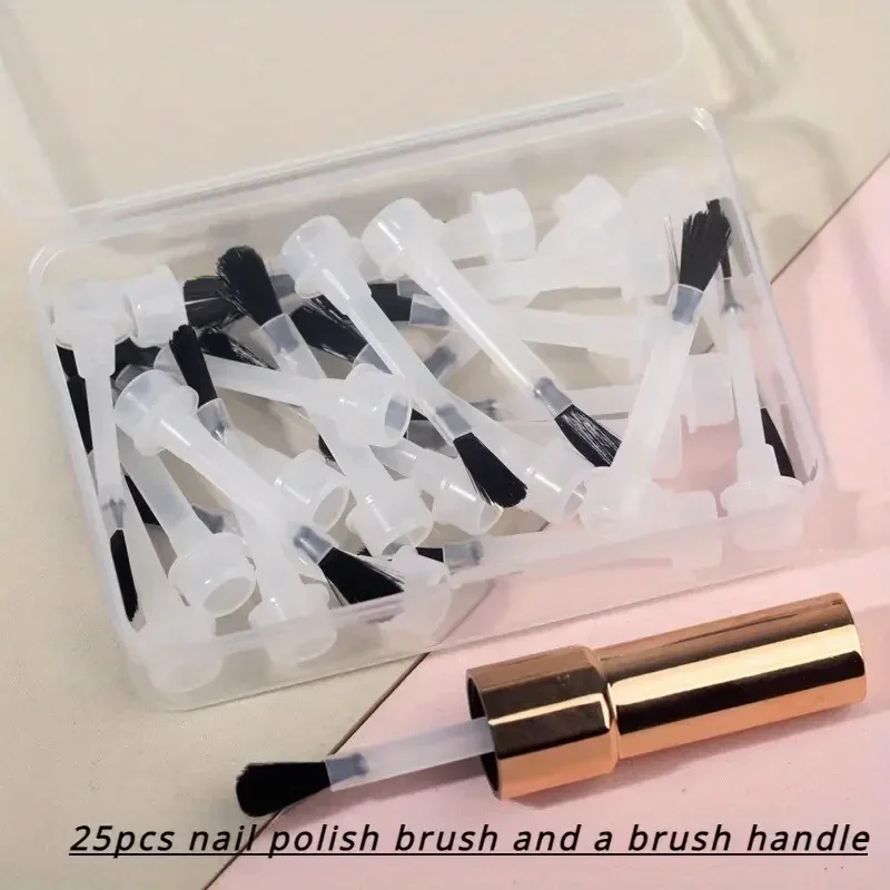 25pcs Disposable Nail Polish Brush Nail Polish Bottle Replacement Head Brushes Acrylic Powder Applicators Manicure Tools