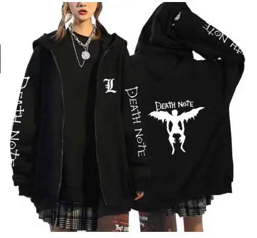 Oversized Hoodie Death Notes Zipper Hoodie Moletom Women's Casual Street Sweatshirt Vetement Homme Anime Top Jacket