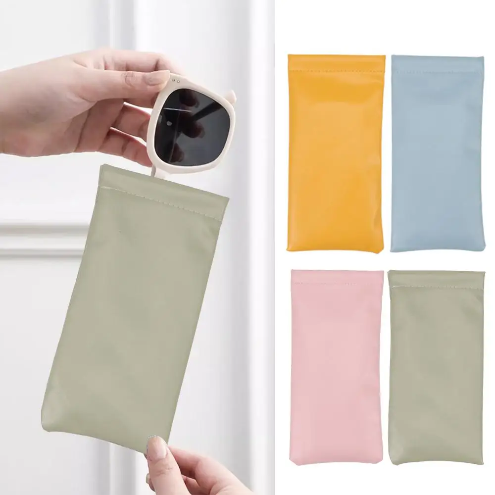 New PU Sun Glasses Pouch Soft Leather Simple Eyewear Storage Bags Eyewear Accessories Solid Waterproof Bag Case