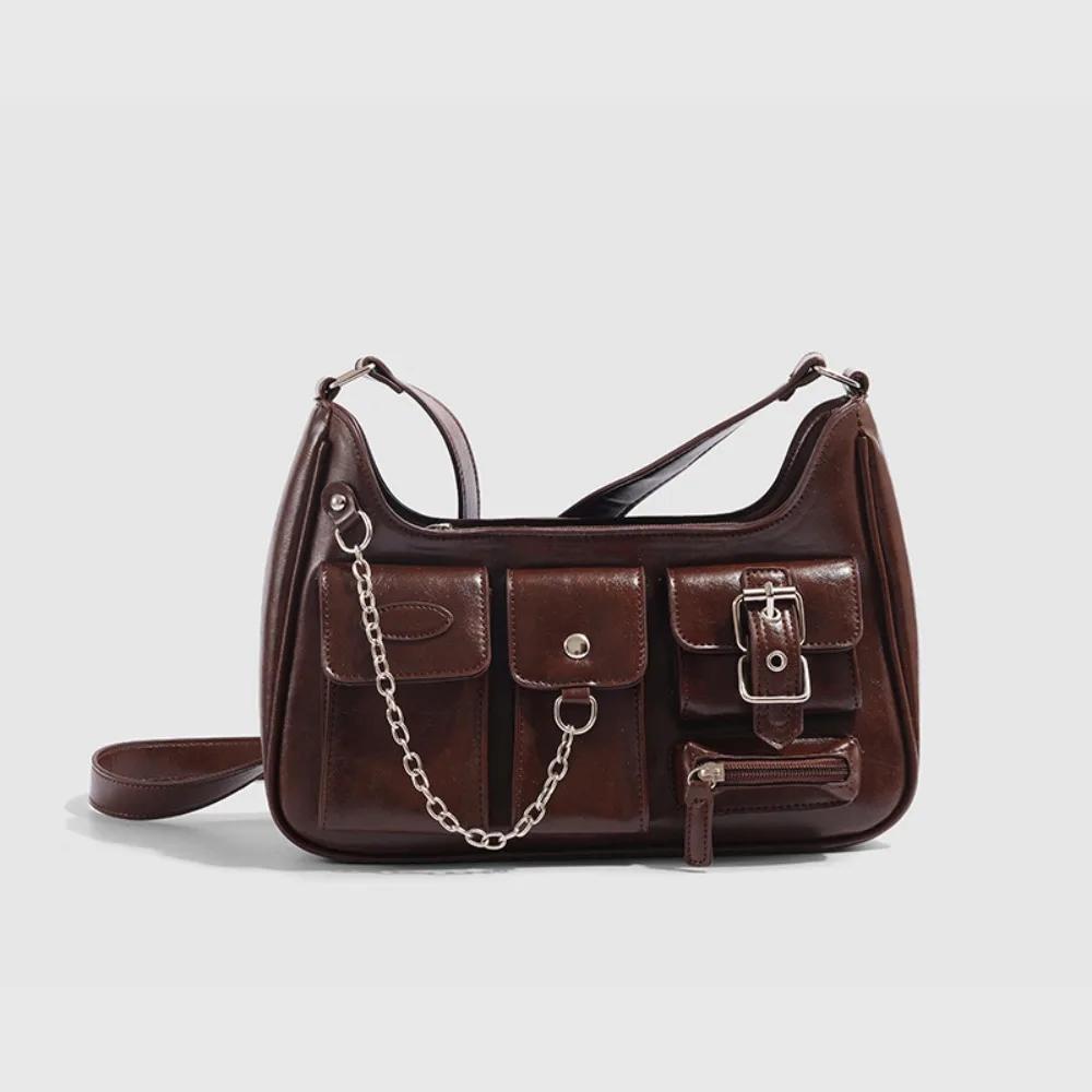 

Нишевый дизайн, крутая и красивая сумка-локомотив, черная универсальная сумка через плечо с несколькими карманами, однотонная сумка на цепочке