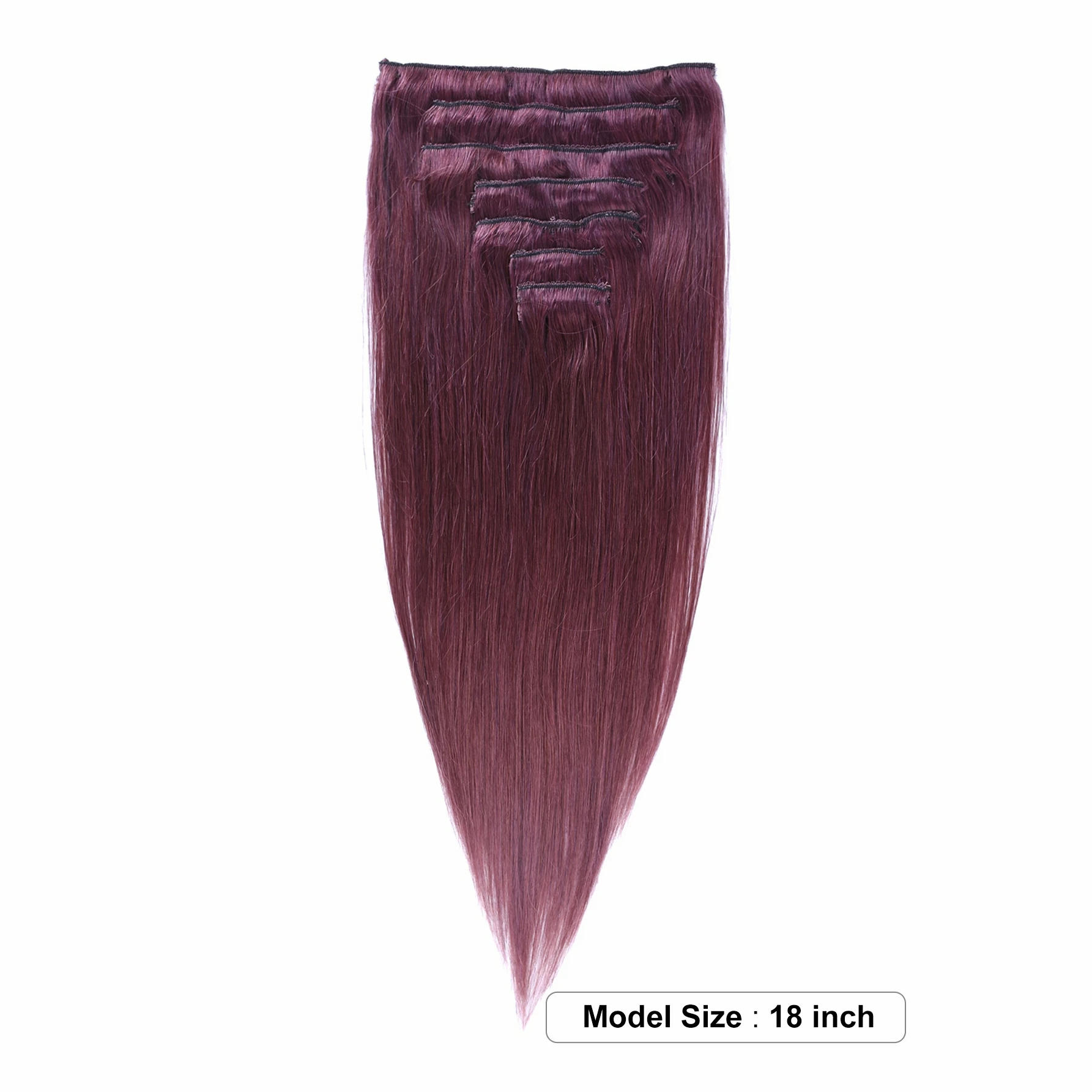 Clipe reto em extensões de cabelo para mulheres, cor #7, cabelo humano real, 16 clipes, trama dupla, 8pcs