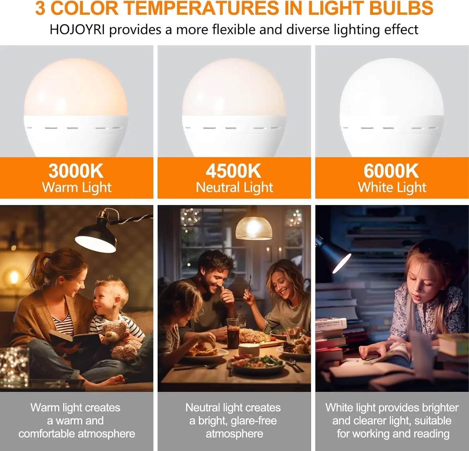 RGB/3 لون USB Led لمبة قابلة للشحن ضوء لمبة ذكية عكس الضوء E27 لمبات مع توقيت بطارية لاسلكية تعمل ضوء لمبة