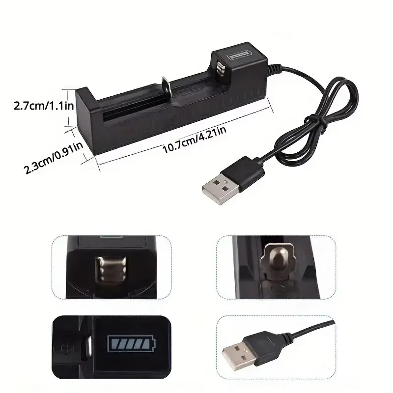 Universal 1 Slot Battery USB Charger Adapter LED Smart Chargering for Rechargeable Batteries Li-ion 18650 26650 14500 Charger
