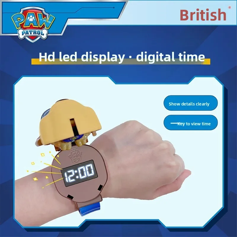 ساعات باو باترول تشيس كارتونية للأطفال، فلاش إلكتروني رقمي متوهج، فاتح ملون للأولاد والبنات، ساعة هدايا