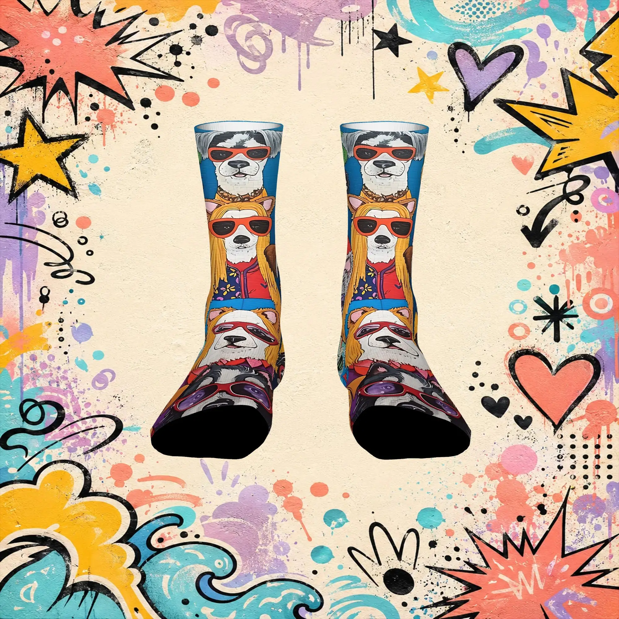 Dog Art Sketch Print 2 Funny Men's compression Socks Unisex items Crew Sock Cycling socks