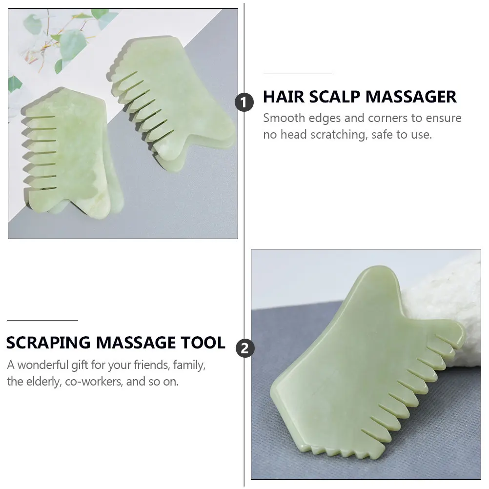 1Pcs Jade Comb Massage Tool for Scalp Hair Stimulation Ergonomic Lightweight Travel Friendly Skin Safe Gua Sha Comb Head