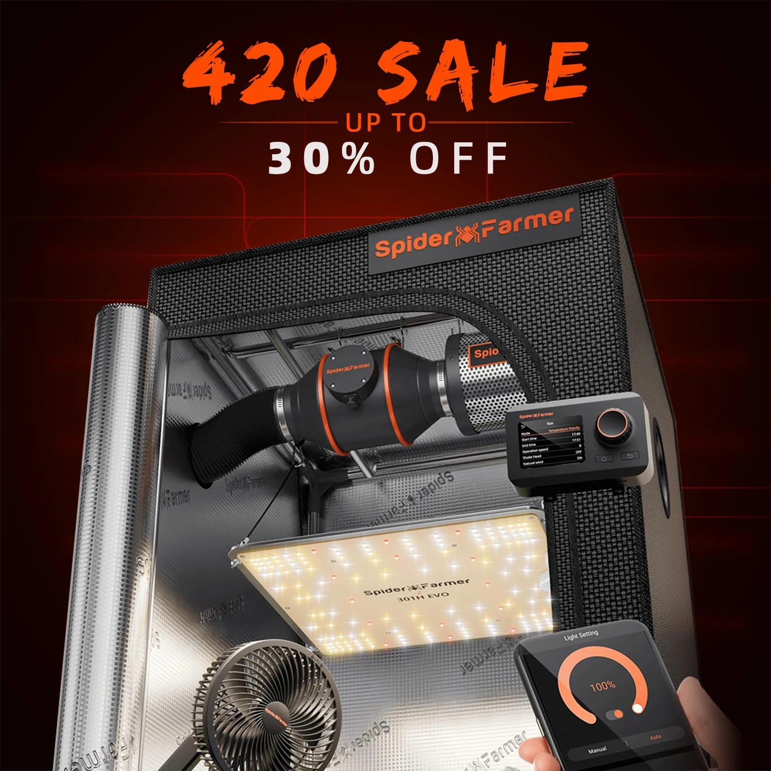 

Spider Farmer 70x70x160 см Комплект умной палатки для выращивания с GGS + SF1000 301H EVO Полный спектр светодиодов + 6-дюймовый зажимной вентилятор + 4-дюймовая вентиляционная система
