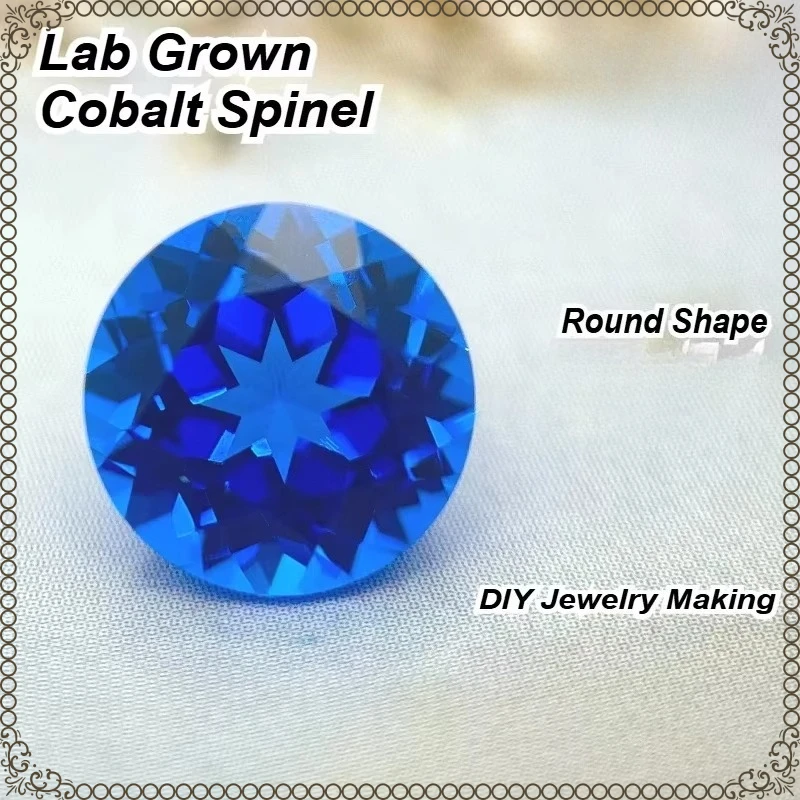 Top Lab Grown Cobalt Spinel Round Shape Gemstone For DIY Jewelry Making Rings Pendant Materials Selectable Certificate
