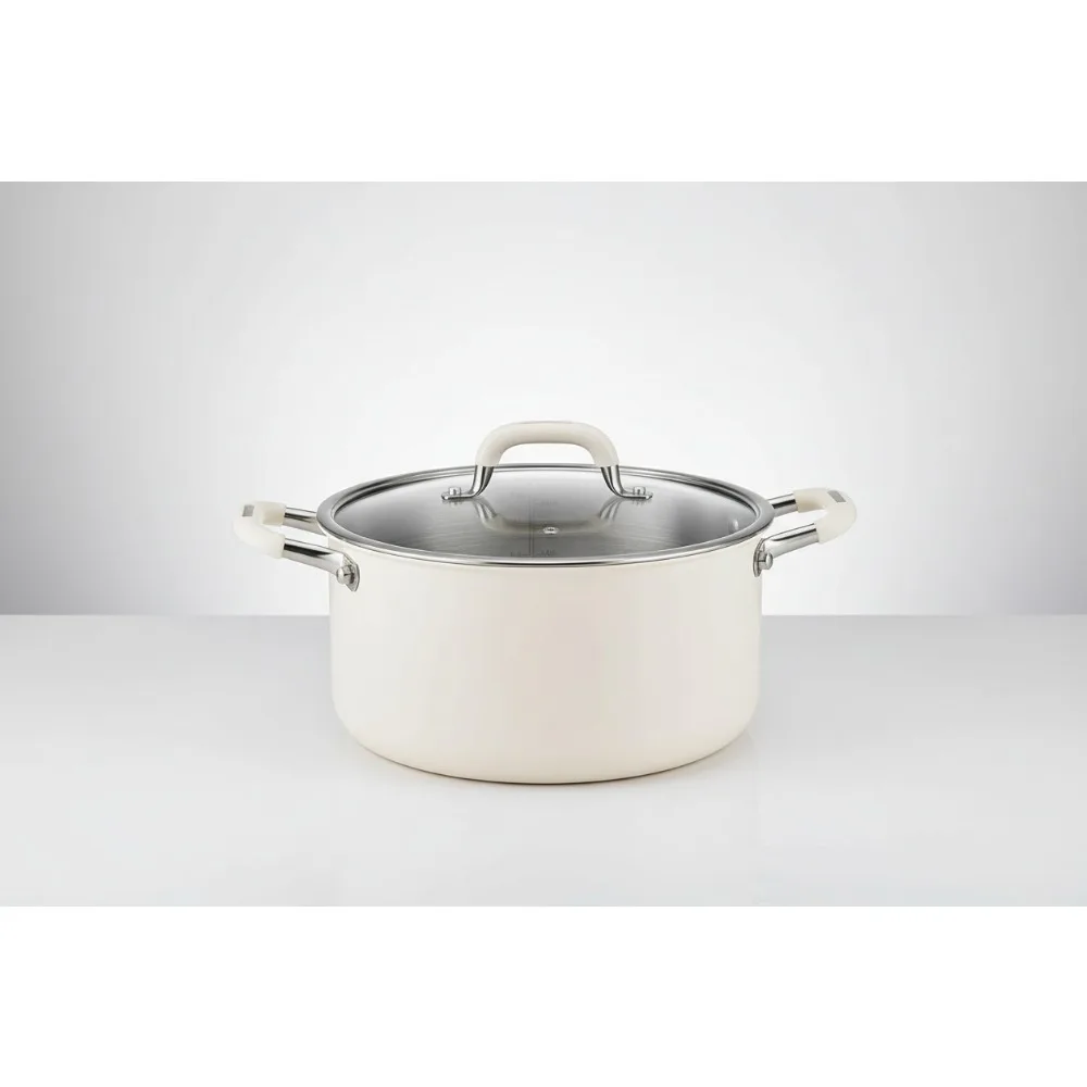 

6 Quart Stainless Steel Stock Pot with Lid - Tri-Ply Even Heat, All Cooktops Compatible, Healthy Non-Toxic Cooking