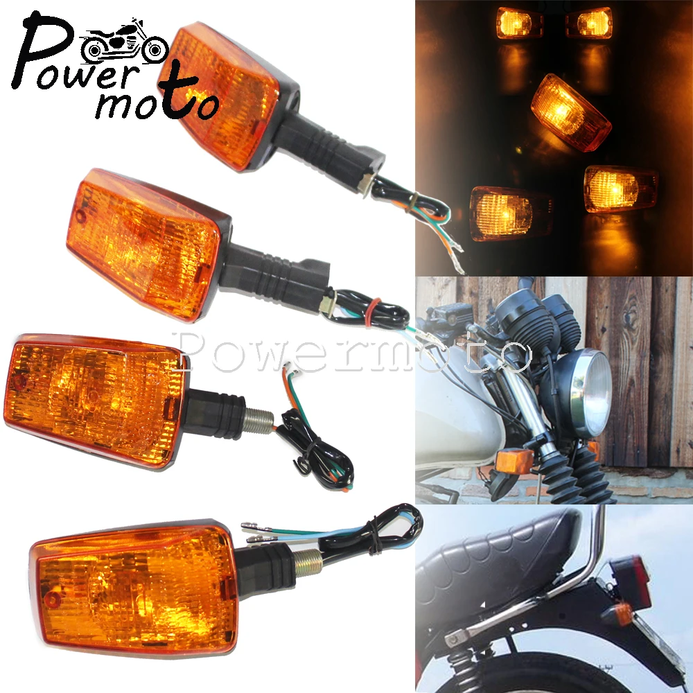 

4PCS 2PCS Turn Signals Light Motorcycle Indicator Lamps 12V Plastic E3 Emark For MZ ETZ 251 Waterproof Amber Tail Blinker Lights