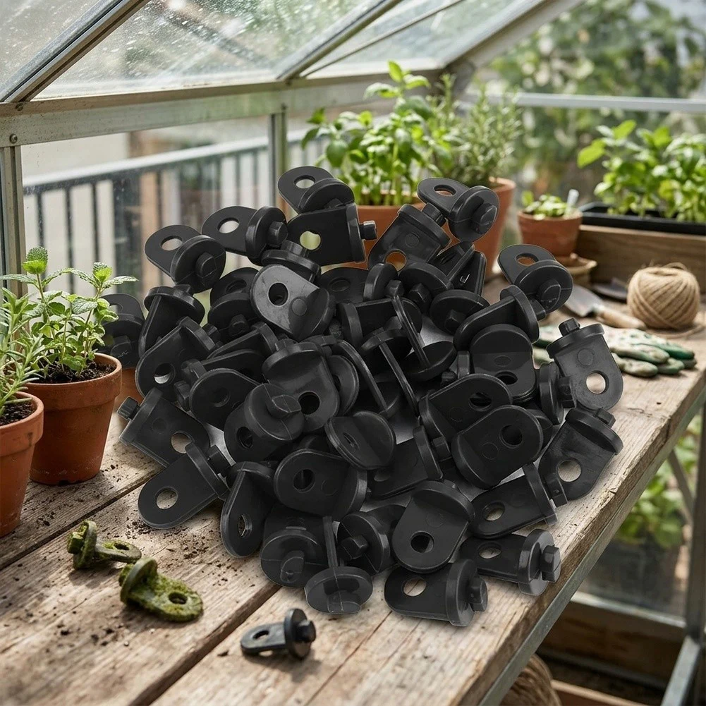 Plastic Plant For Hanging Hook for Greenhouse and Outdoor Garden Use Twist 3x1.9CM Weather Resistant Black Green Set
