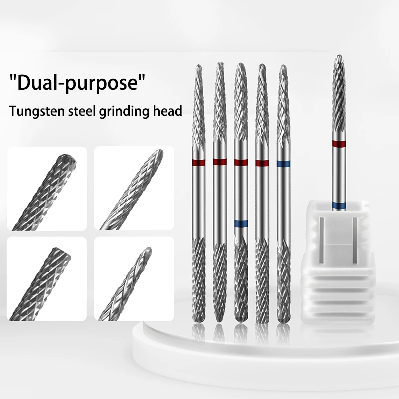 Multifunction Under Nail Drill Bit Double Ends Tungsten Carbide Sharp Nail Gel Remove Exfoliator Peeling