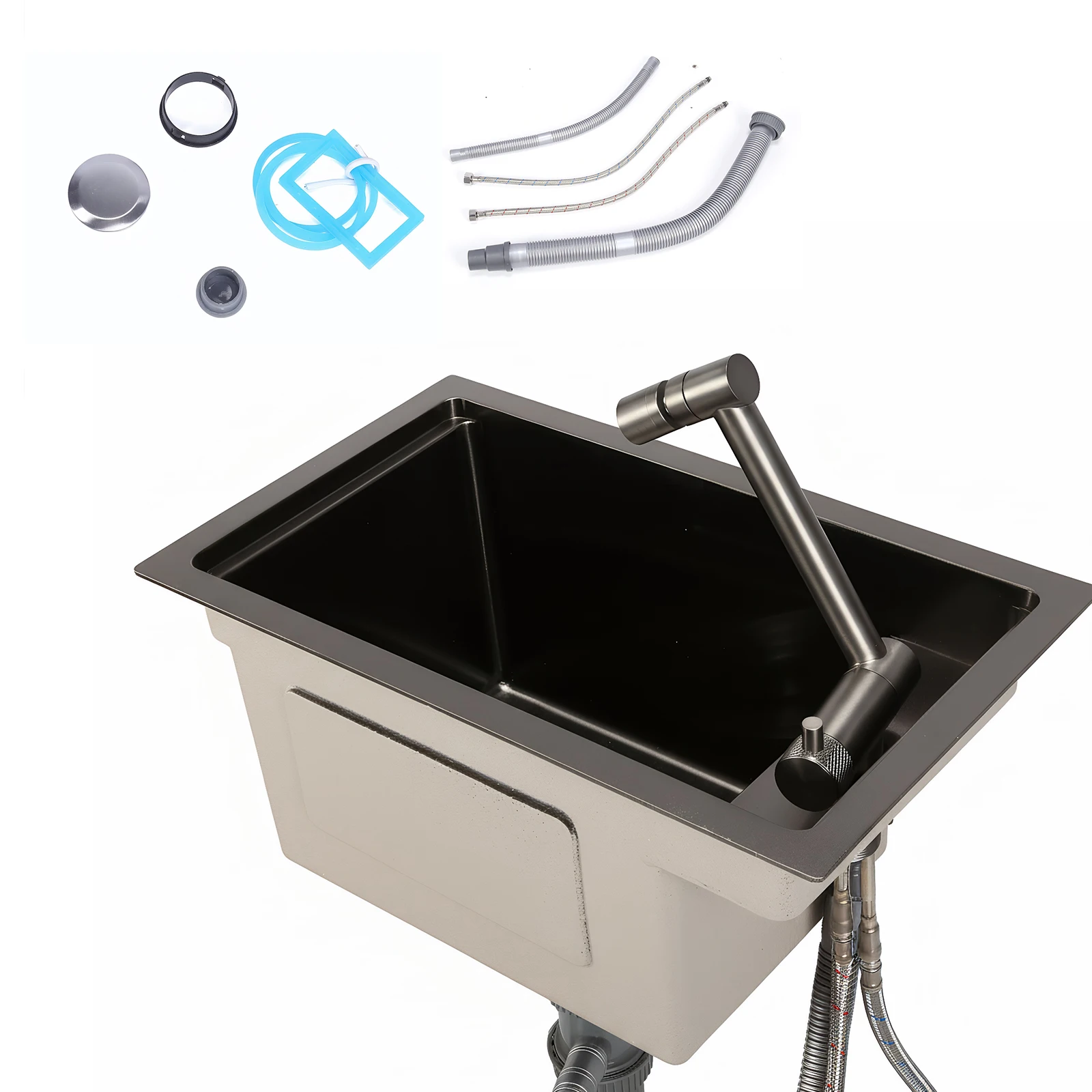

Bar Sink Drop in Stainless Steel Wet Bar Sink with Foldable Faucet Prep Sink for Laundry Wet Bar Prep Office Outdoor Yard
