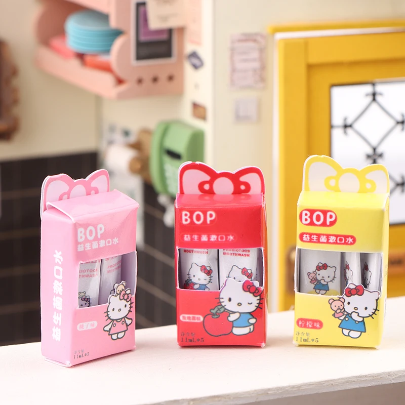Miniatuur 1/12 schaal poppenhuis mondwater fles model badkamer decoratief speelgoed voor poppenhuis micro scène foto rekwisieten