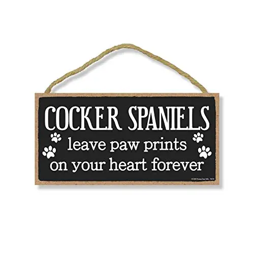 Honey Dew Gifts Cocker Spaniels Leave Paw Prints, Wooden Pet Memorial Home Decor, Decorative Dog Bereavement Wall Sign, 