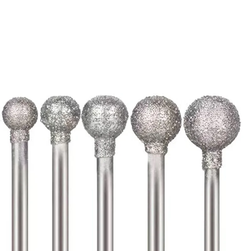 

BAAG-13 Pcs Ball Shape Diamond Burr Diamond Mounted Grinding Burs Stone Carving Set With 3/32 Inch Mandrel For Rotary Tools Dura