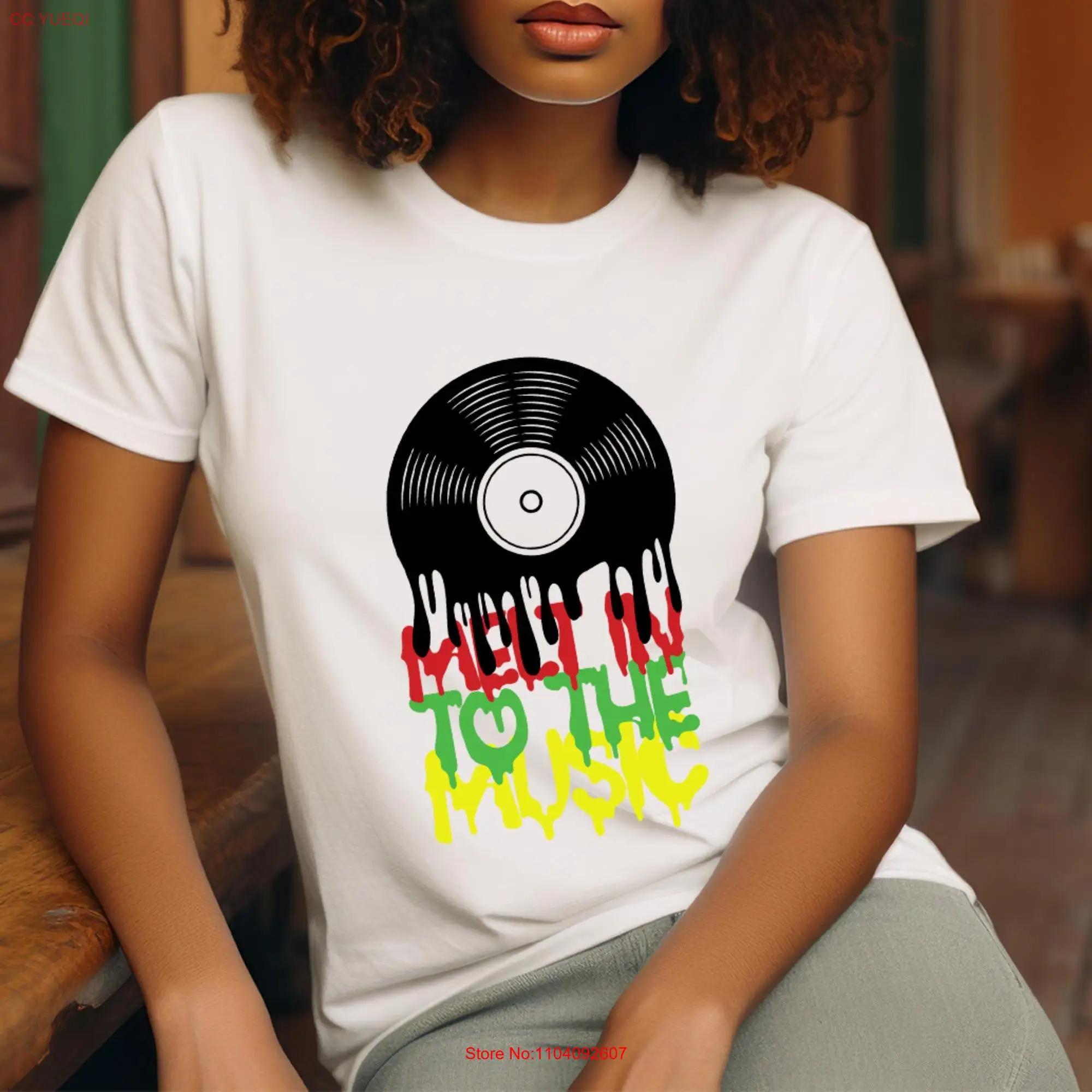 Music T Shirt Rasta colours Jersey Vinyl records Party carnival Holiday festival Uplifting gift long or short sleeves