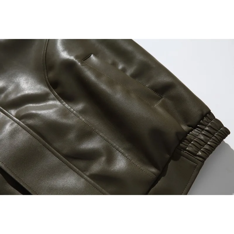 Luxury Soft PU Leather Jacket Men Vintage Bomber Jacket Streetwear Motorcycle Jackets Faux Leather Windbreaker Autumn Outerwears