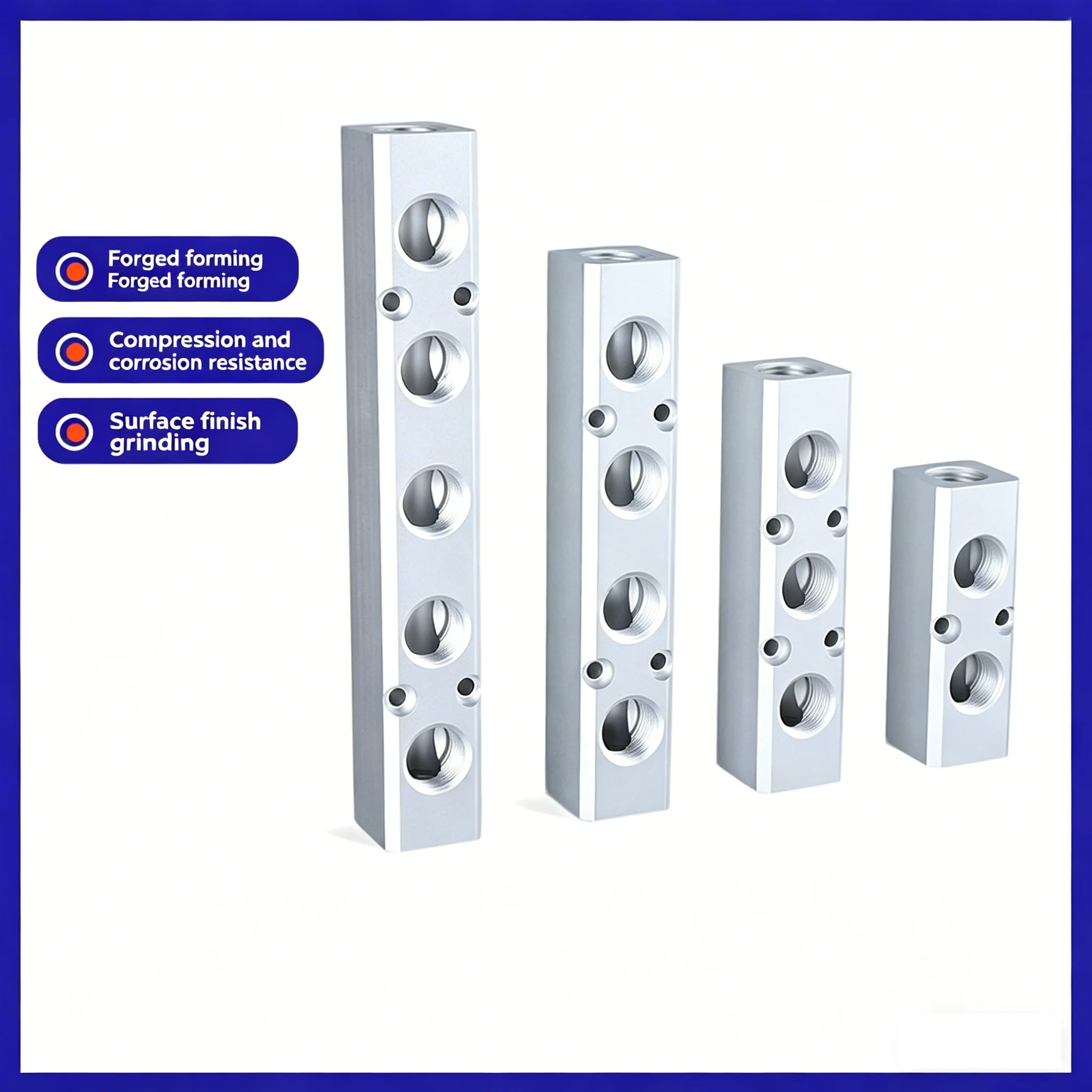 High Quality PT Thread Port 2 3 4 5 6 Way Pneumatic Quick Connector Air Hose Aluminum Manifold Block Splitter Connector Fittings