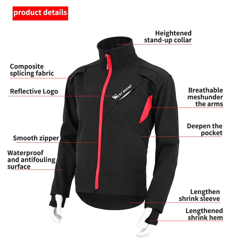 WEST BIKING Reflective Windproof Cycling Set Winter Thermal Bicycle Jacket Suit Clothes Pants Outdoor Sport MTB Man Sportswear