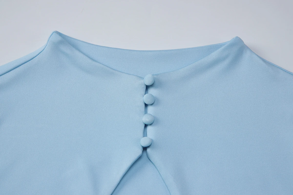 Hugcitar Modisches, einfarbiges, kurzärmliges, mit Knöpfen und Aussparungen verziertes, sexy Crop-Tanktop für den Sommer – Damen-Outfit für Streetwear, Party, Club, Y2K – Detail 5