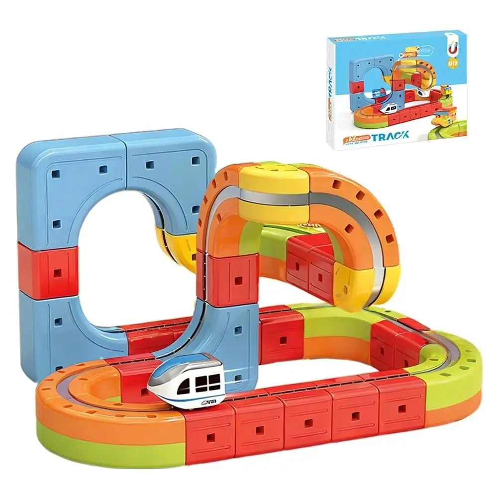 Magnetic Electric Train Set for Kids Anti-Gravity Suction DIY Building Block Track Cube Versatile Rail Car Toys Christmas Gift