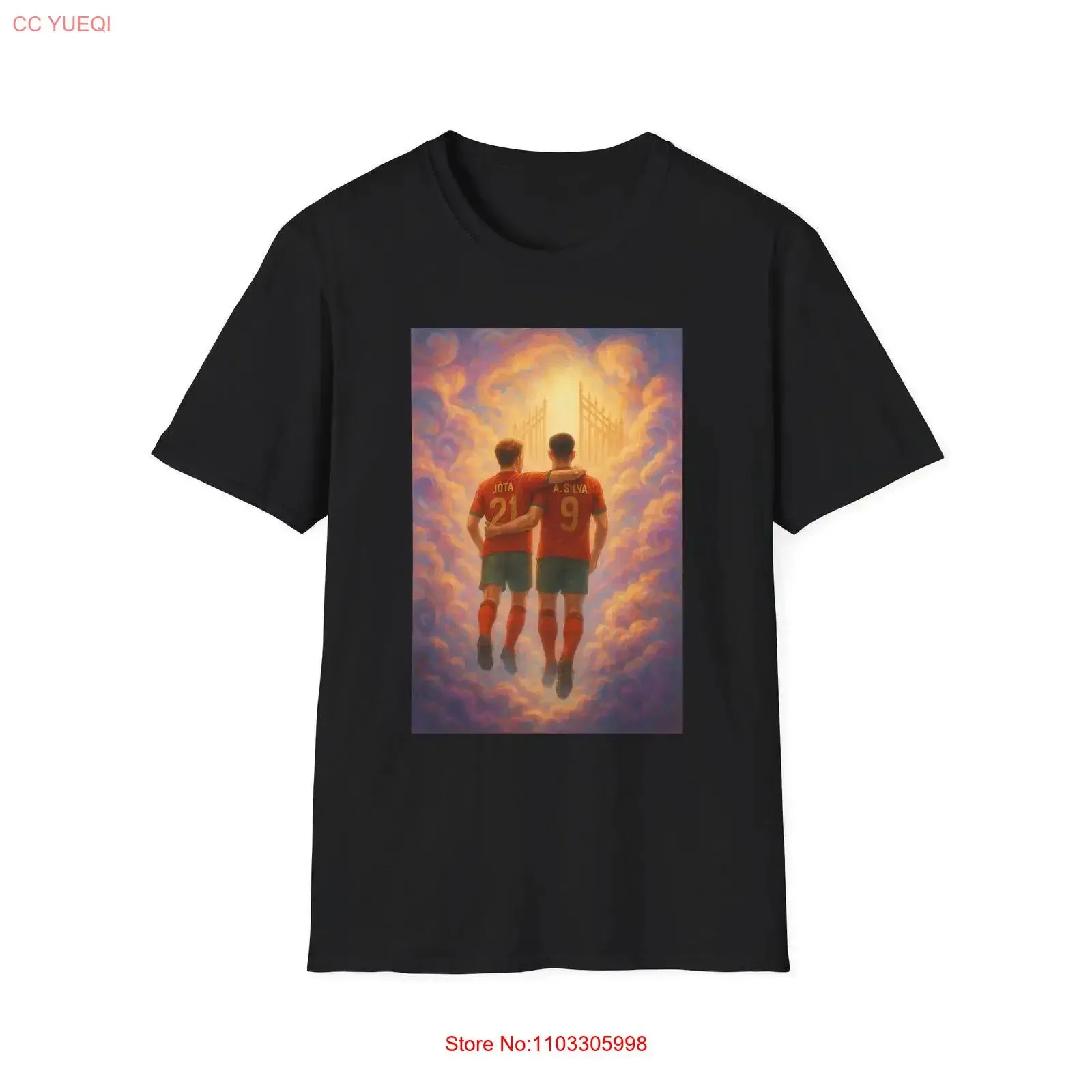 Camiseta para entusiastas del deporte: Homenaje a Diogo Jota y André Silva, hermanos eternos y compañeros de equipo, con un gol celestial para celebrar con pasión.