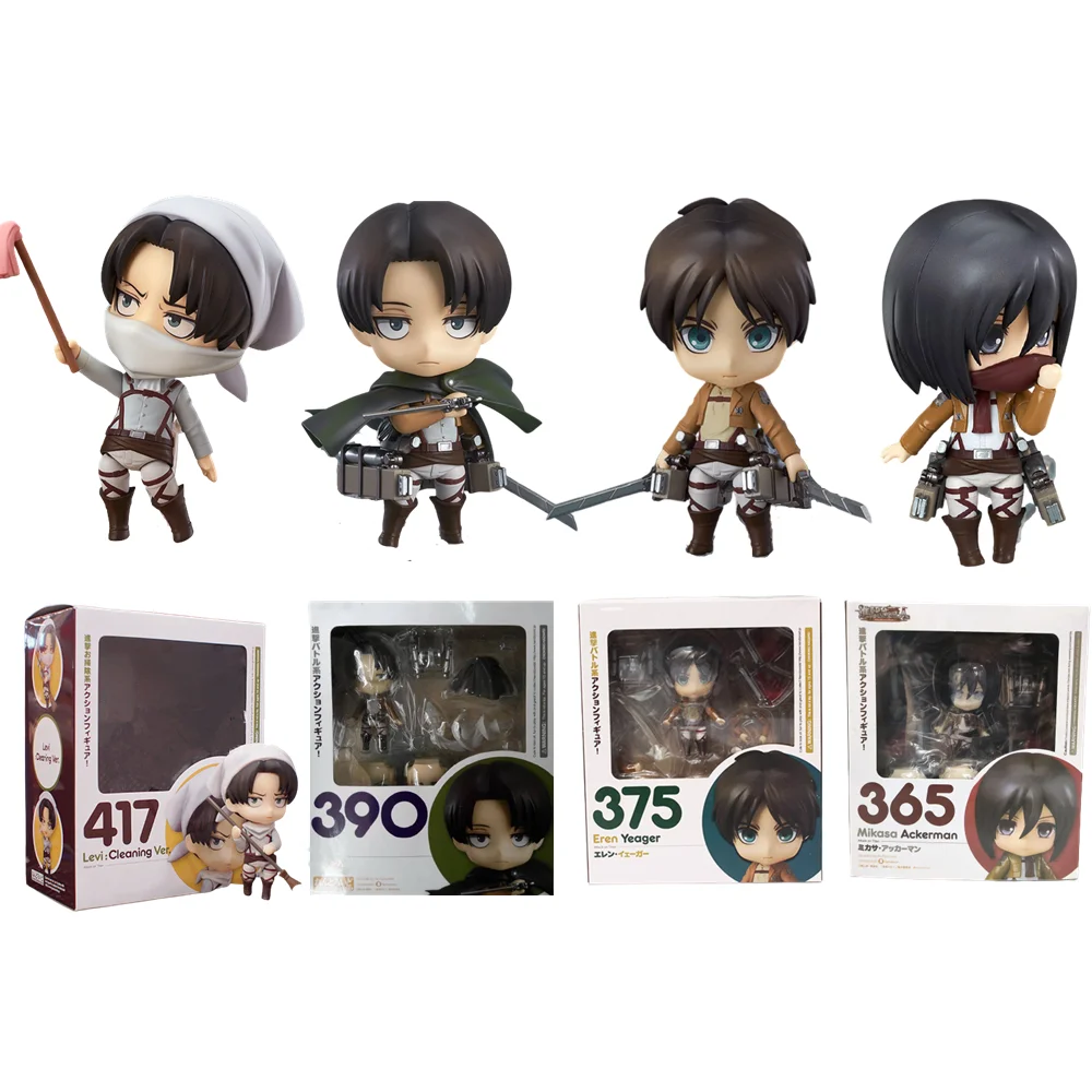 Attack on Titan Anime Figures Levi Ackerman 390 417 Eren Jaeger 375 Mikasa·Ackerman 365 Action Toys for Children Collector 10cm