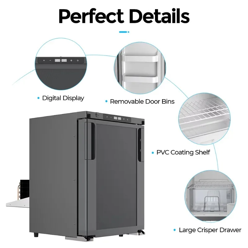 Picture 5: AC 12V 24V 100L  Motor Home Mini Compressor Portable Caravan Refrirator Freezer RV Car Fridges With Cooling Function