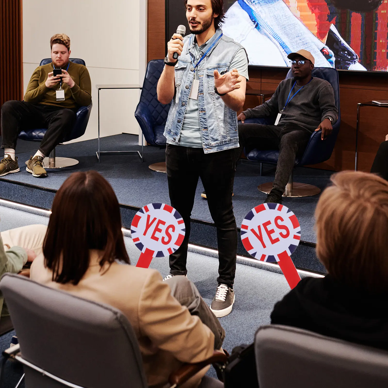 

1Set Voting Board Dual Side Classroom Decision Paddle Portable Teacher Judging Board Reusable Handheld Yes No Paddle School Game