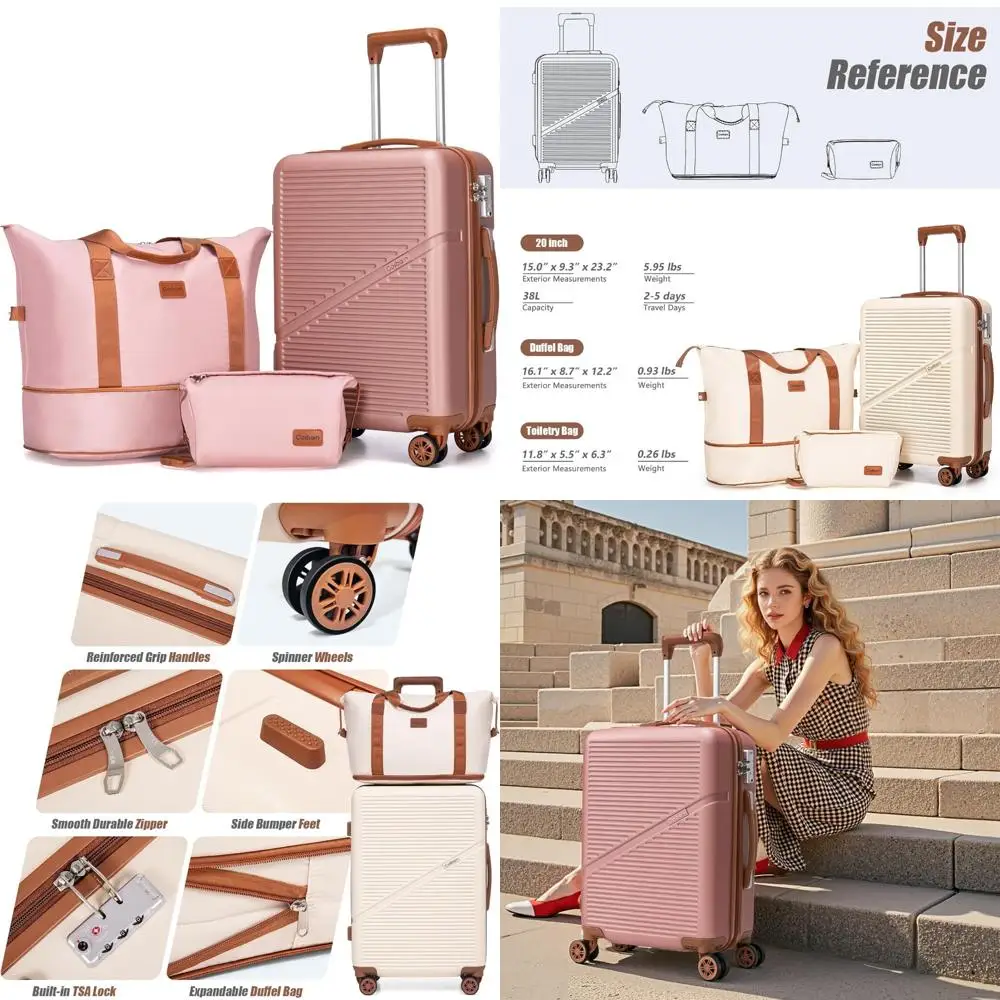 Lightweight ABS 20 Inch Carry-On Luggage with Wheels, Airline Approved, 22x14x9 Inches, Ideal for Travel Suitcases