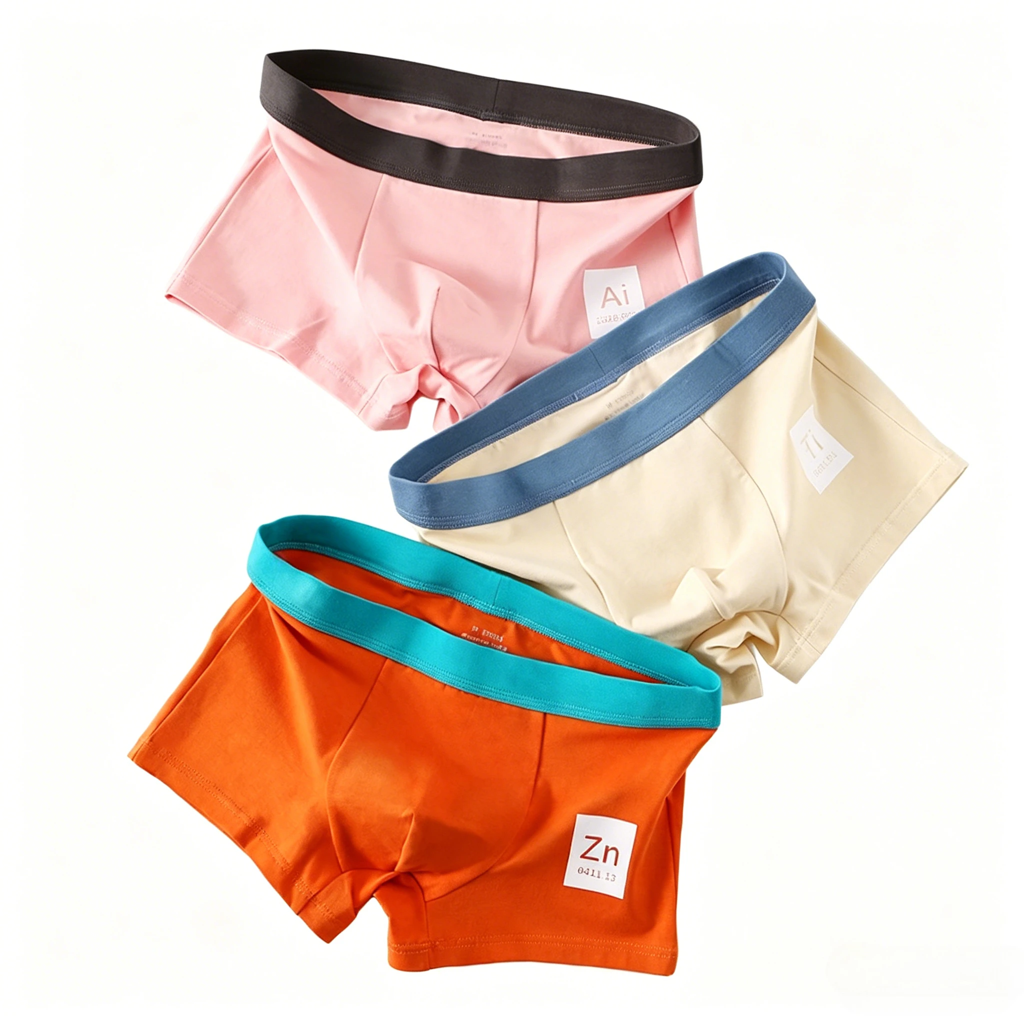 

Men Cotton Mid Waist Boxer Shorts Solid Color Contrast Elastic Waistband Soft Breathable U Bulge Pouch Comfort Casual Underpants