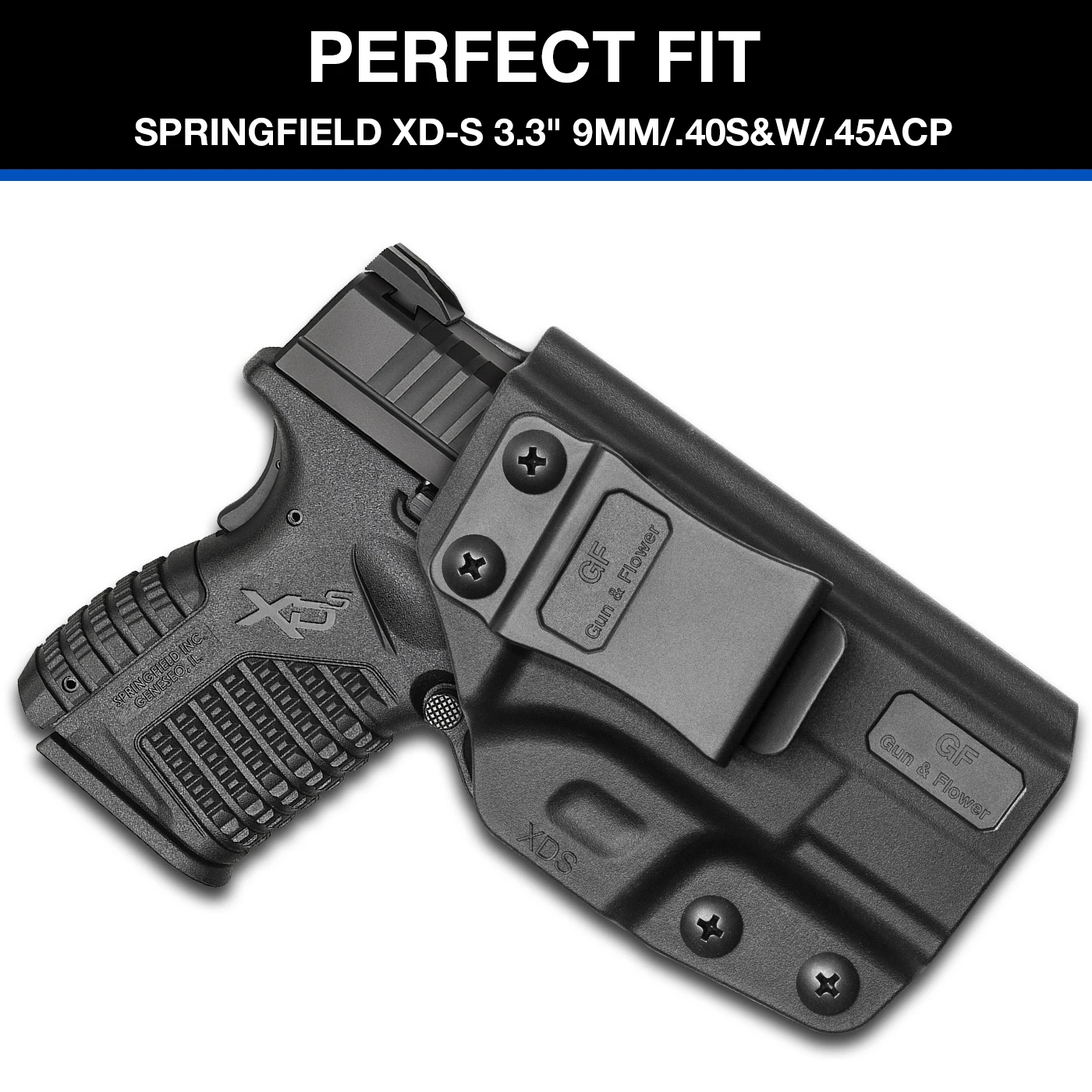 IWB Holster Compatible with Springfield XD-S 3.3" 9mm/.40S&W/.45 ACP Pistol Fast Draw Polymer Right Hand Out Tactical Gun Bags