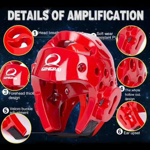 Imagen 2 del producto Casco de Taekwondo Sanda Kick Boxing Protector de cabeza Protector de casco de equipo de combate Karate Muay Thai Taekwondo protección de cabeza