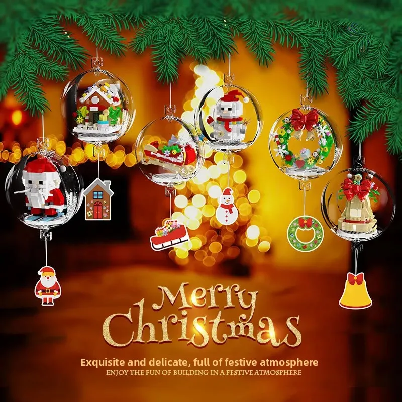 

christmas village house Building blocks for children gift 3d Constructor Micro Bricks tree decorations Adult Construction Block